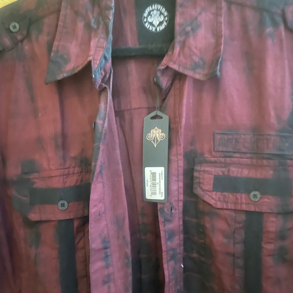 Affliction Men's Red and Black Jacket